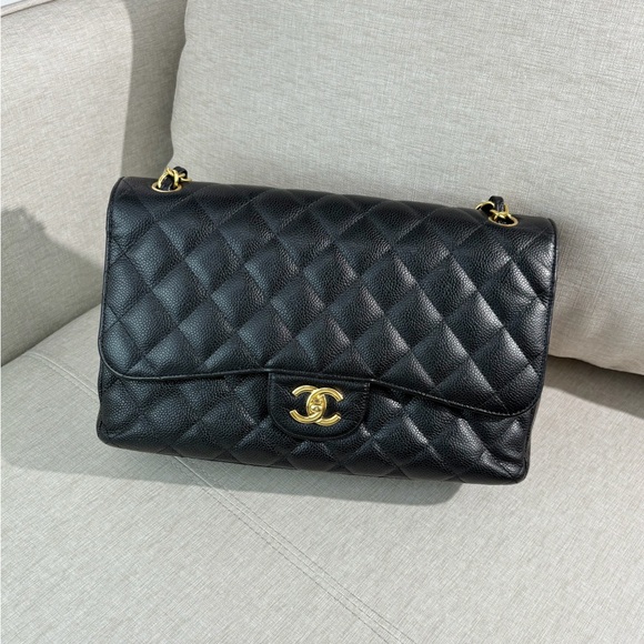 CHANEL Black Caviar Classic Flap Jumbo GHW - Picture 1 of 17